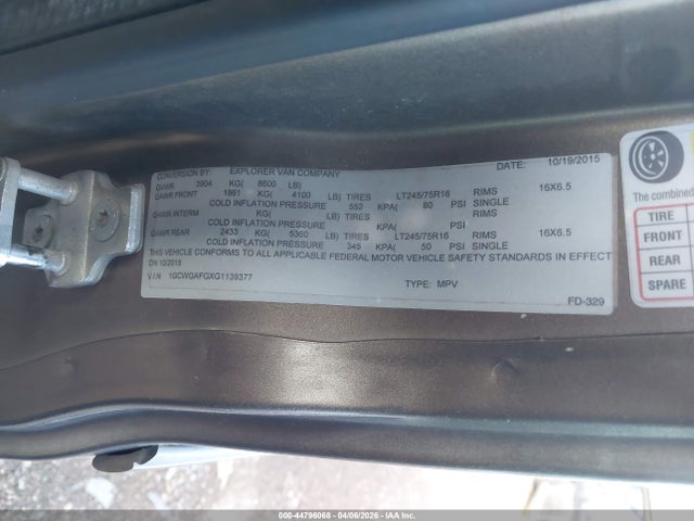 1GCWGAFGXG1139377 Chevrolet Express 2500 Work Van