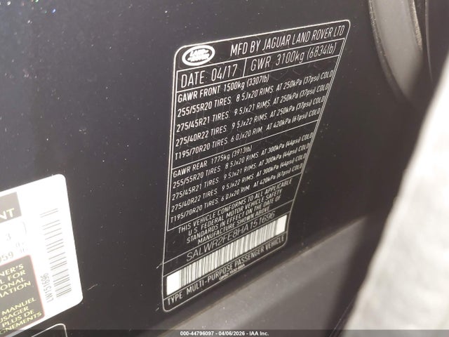 SALWR2FE8HA151696 Land Rover Range Rover Sport 5.0l V8 Supercharged/5.0l V8 Supercharged Dynamic