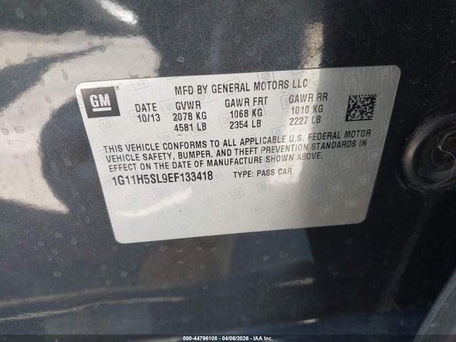 1G11H5SL9EF133418 Chevrolet Malibu 1lz
