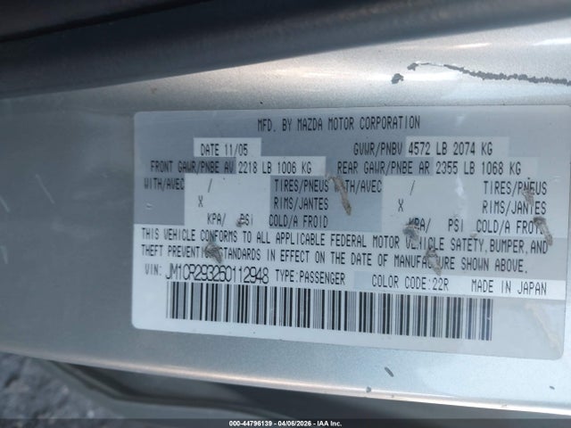 Продажа на аукционе авто 2006 Mazda Mazda5 Sport, vin: JM1CR293260112948, номер лота: 44796139