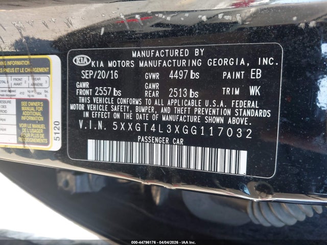 5XXGT4L3XGG117032 KIA Optima Lx