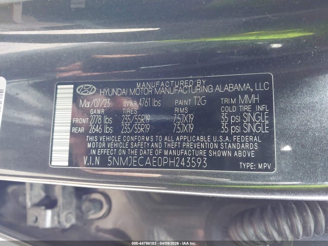 Aukcja sprzedaży 2023 Hyundai Tucson Limited, vin: 5NMJECAE0PH243593, numer aukcji: 44796183