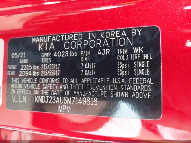 KNDJ23AU6M7149818 KIA SOUL S