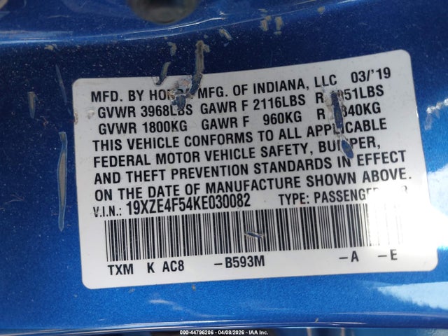 2019 HONDA INSIGHT 19XZE4F54KE030082 Photo 8