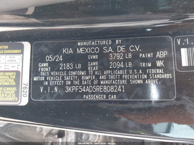 Продаж на аукціоні авто 2024 Kia Forte Gt-line, vin: 3KPF54AD5RE808241, номер лоту: 44796216