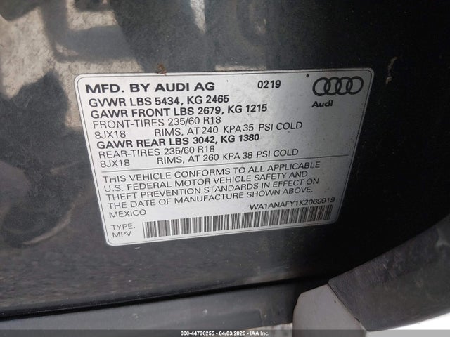 2019 AUDI Q5 WA1ANAFY1K2069919 Photo 8