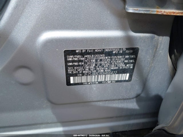 44796312 :رقم المزاد ، JF2SJABC8GH466422 vin ، 2016 Subaru Forester 2.5i مزاد بيع