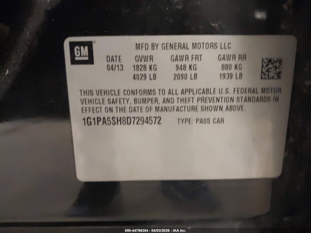 2013 CHEVROLET CRUZE 1G1PA5SH8D7294572 Photo 8