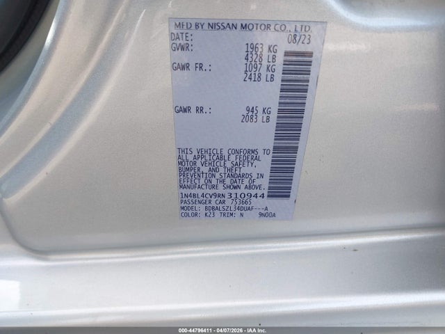 44796411 :رقم المزاد ، 1N4BL4CV9RN310944 vin ، 2024 Nissan Altima Sr Fwd مزاد بيع