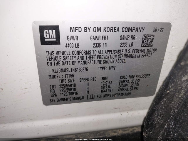 2022 CHEVROLET TRAILBLAZER KL79MUSL1NB135376 Photo 8