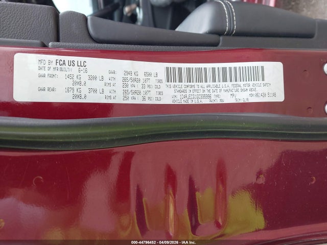 44796452 :رقم المزاد ، 1C4RJECG1GC335996 vin ، 2016 Jeep Grand Cherokee Overland مزاد بيع