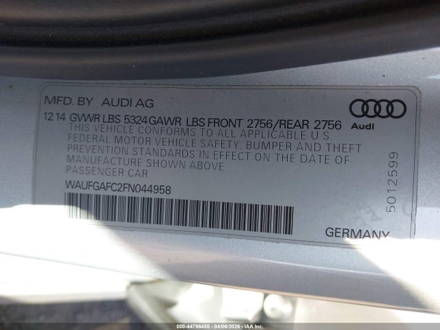 2015 AUDI A6 WAUFGAFC2FN044958 Photo 8