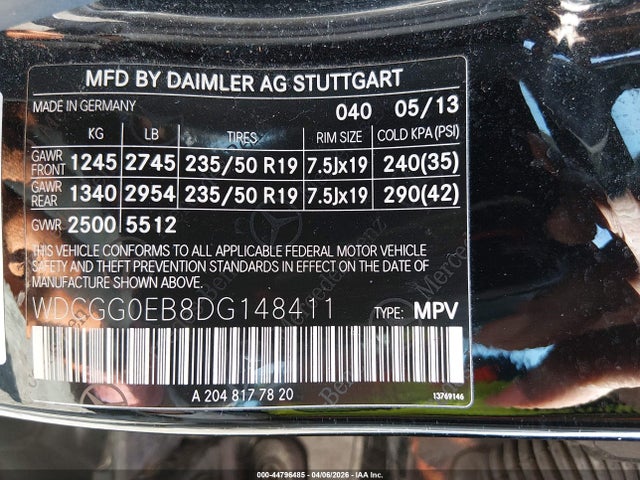 2013 Mercedes-benz Glk 250 Bluetec 4matic მანქანა იყიდება აუქციონზე, vin: WDCGG0EB8DG148411, აუქციონის ნომერი: 44796485