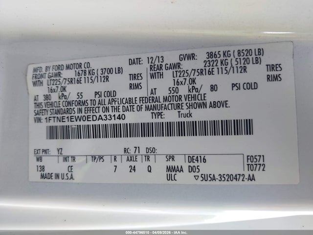 Ford E-150 Commercial 2014 1FTNE1EW0EDA33140 Image 9