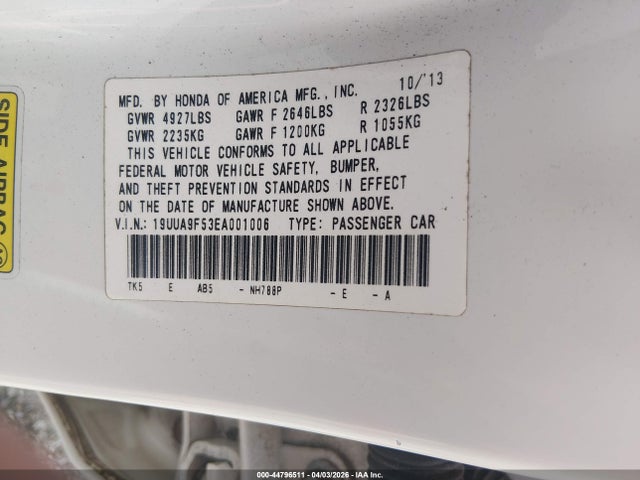 Aukcja sprzedaży 2014 Acura Tl 3.7, vin: 19UUA9F53EA001006, numer aukcji: 44796511