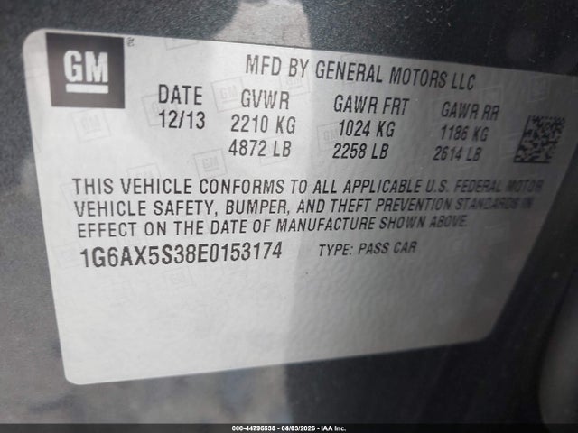 2014 CADILLAC CTS 1G6AX5S38E0153174 Photo 8