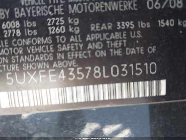 2008 BMW X5 5UXFE43578L031510 Photo 8