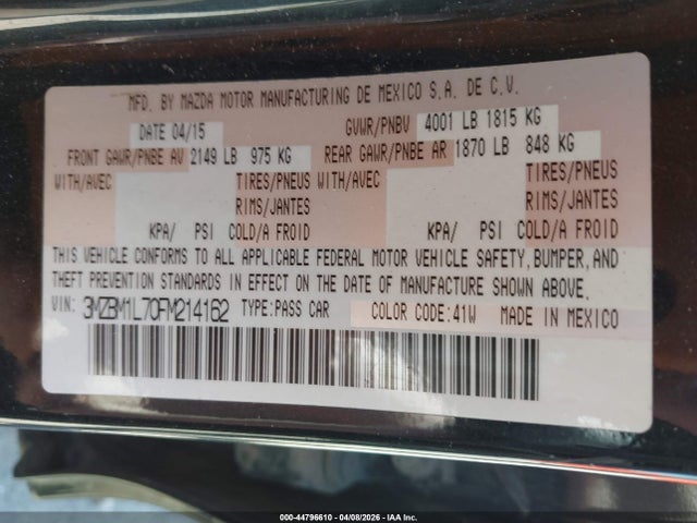 Продаж на аукціоні авто 2015 Mazda Mazda3 I Touring, vin: 3MZBM1L70FM214162, номер лоту: 44796610