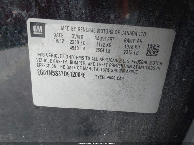 Продаж на аукціоні авто 2013 Cadillac Xts Standard, vin: 2G61N5S37D9120046, номер лоту: 44796622