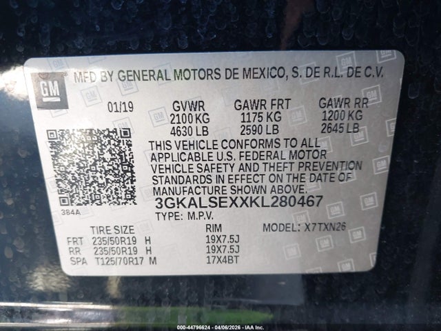 44796624 :رقم المزاد ، 3GKALSEXXKL280467 vin ، 2019 Gmc Terrain Denali مزاد بيع