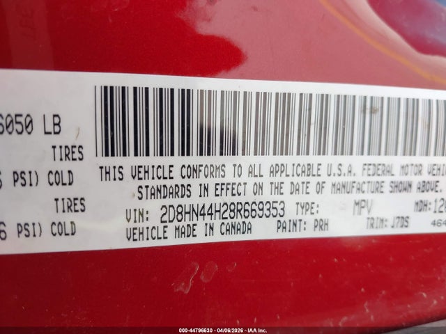 Aukcja sprzedaży 2008 Dodge Grand Caravan Se, vin: 2D8HN44H28R669353, numer aukcji: 44796630