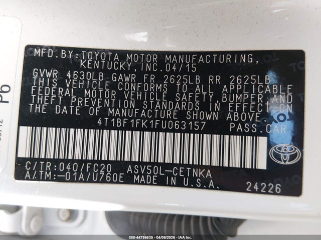 Toyota CAMRY LE 2015 4T1BF1FK1FU063157 Image 9
