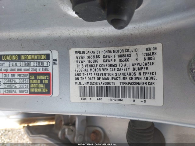 2010 HONDA INSIGHT JHMZE2H72AS009745 Photo 8