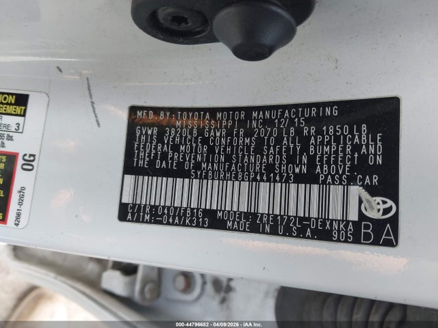 5YFBURHE8GP441473 Toyota COROLLA LE