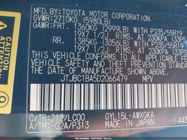 2013 Lexus Rx 450h მანქანა იყიდება აუქციონზე, vin: JTJBC1BA5D2066479, აუქციონის ნომერი: 44796688