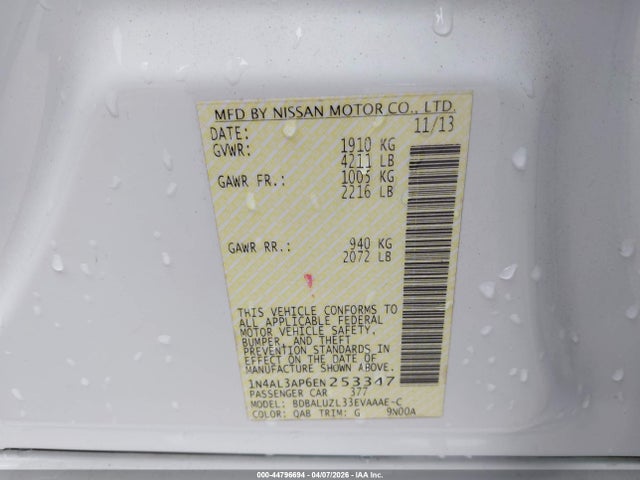 1N4AL3AP6EN253347 Nissan Altima 2.5 Sv