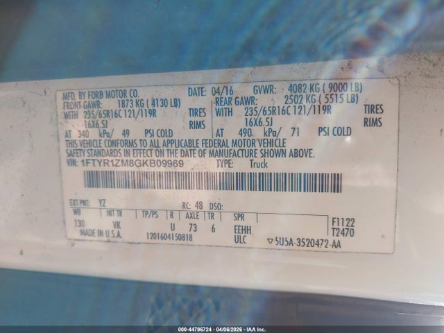 2016 FORD TRANSIT-250 1FTYR1ZM8GKB09969 Photo 8