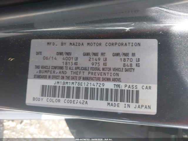 Aukcja sprzedaży 2014 Mazda Mazda3 I Grand Touring, vin: JM1BM1M78E1214729, numer aukcji: 44796753