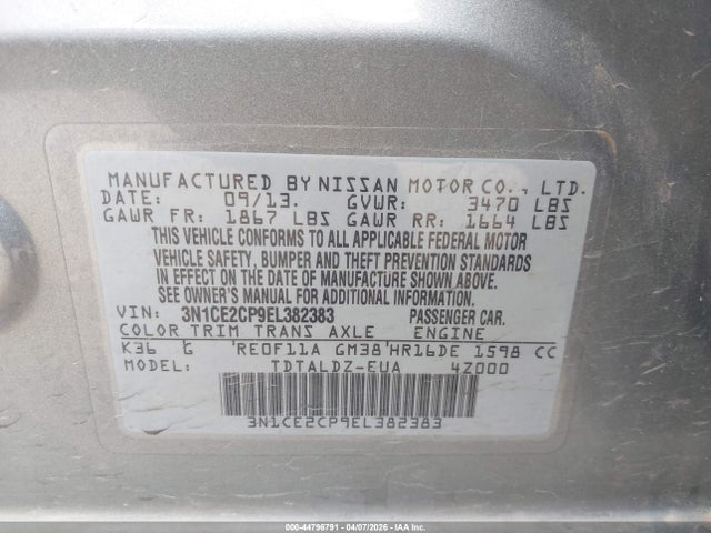 Nissan Versa Note Sv 2014 3N1CE2CP9EL382383 Image 9
