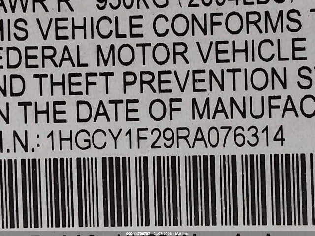 1HGCY1F29RA076314 Honda ACCORD LX