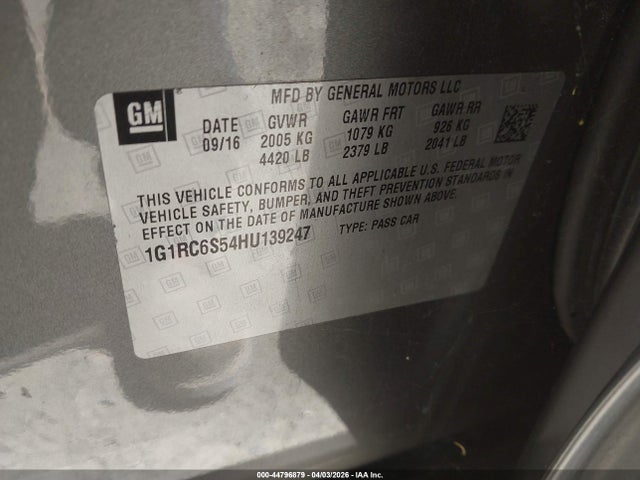 1G1RC6S54HU139247 Chevrolet VOLT LT