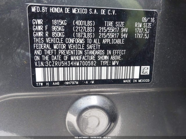 2017 HONDA HR-V 3CZRU5H34HM700582 Photo 8