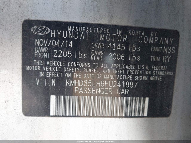 KMHD35LH6FU241887 Hyundai ELANTRA GT