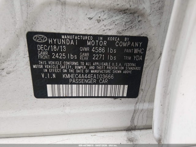 Hyundai Sonata Hybrid Limited 2014 KMHEC4A44EA103666 Image 9