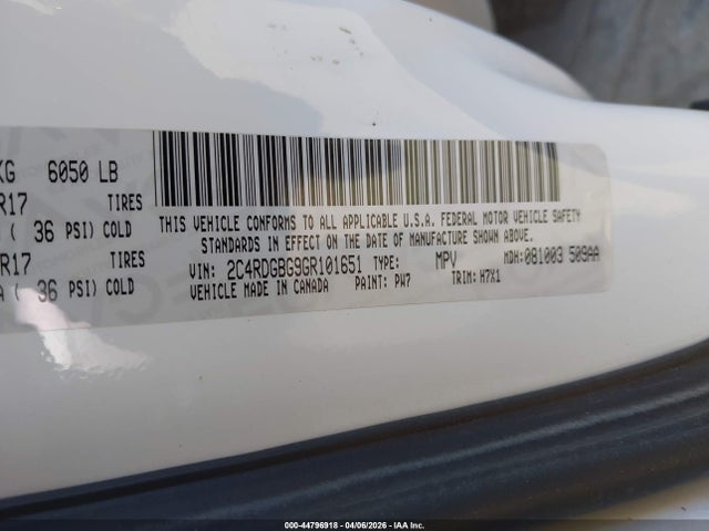 2016 DODGE GRAND CARAVAN 2C4RDGBG9GR101651 Photo 8