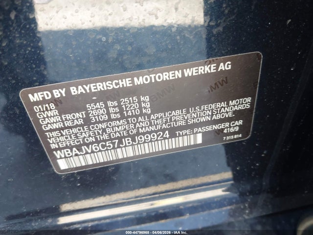 Aukcja sprzedaży 2018 Bmw 640i Gran Turismo Xdrive, vin: WBAJV6C57JBJ99924, numer aukcji: 44796968