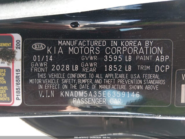 Продаж на аукціоні авто 2014 Kia Rio Lx, vin: KNADM5A35E6359146, номер лоту: 44797012