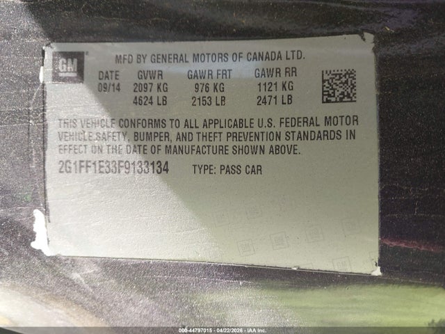 2G1FF1E33F9133134 Chevrolet Camaro 2lt