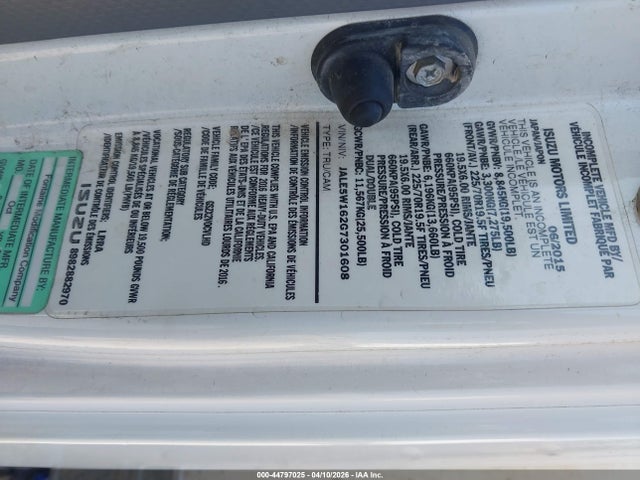 Продаж на аукціоні авто 2016 Isuzu Dsl Reg At, vin: JALE5W162G7301608, номер лоту: 44797025