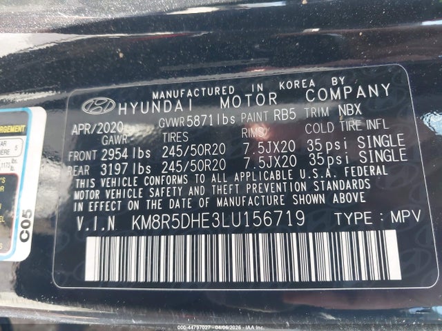 Hyundai Palisade Limited 2020 KM8R5DHE3LU156719 Image 9