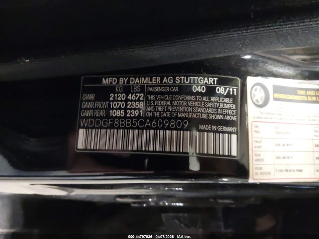 Aukcja sprzedaży 2012 Mercedes-benz C 300 Sport 4matic, vin: WDDGF8BB5CA609809, numer aukcji: 44797036