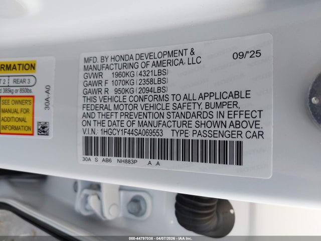 1HGCY1F44SA069553 Honda ACCORD SE