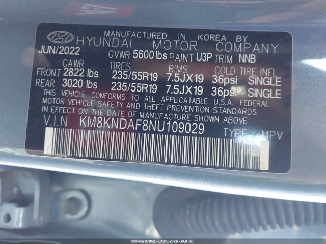 KM8KNDAF8NU109029 Hyundai Ioniq 5 Sel