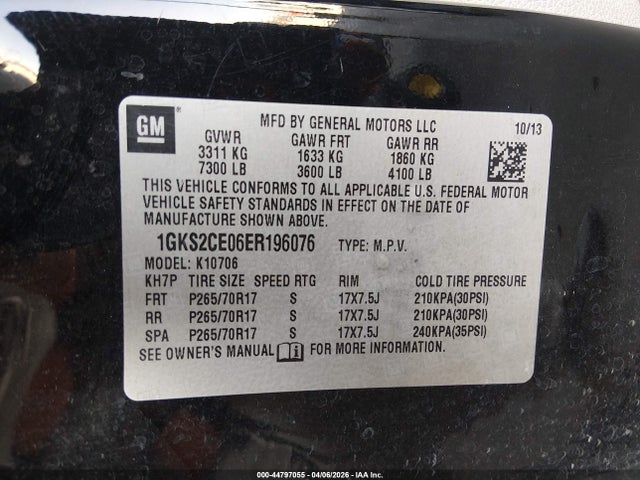 Продажа на аукционе авто 2014 Gmc Yukon Slt, vin: 1GKS2CE06ER196076, номер лота: 44797055