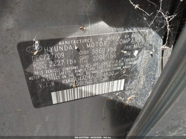 Aukcja sprzedaży 2010 Hyundai Elantra Se, vin: KMHDU4ADXAU984830, numer aukcji: 44797086