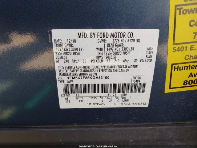 Продаж на аукціоні авто 2019 Ford Explorer Limited, vin: 1FM5K7F85KGA83100, номер лоту: 44797177